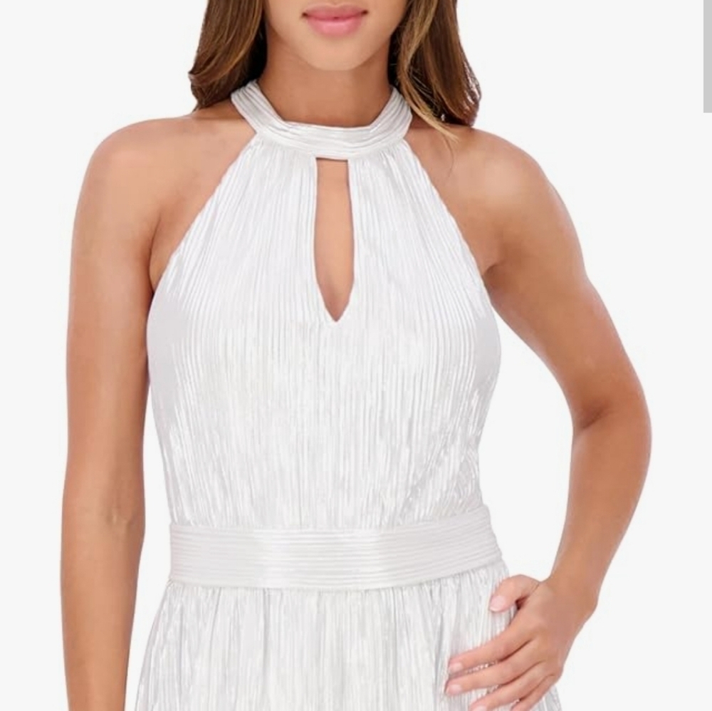 $138 Kensie Keyhole Halter Neck Maxi Dress Sz 14 Women White Sleeveless New - Picture 3 of 16